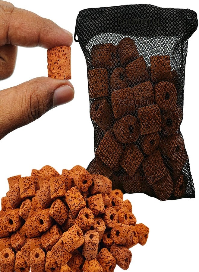 COLOURFUL - Aquarium Filter Media for Improved Water Quality and Healthy Fish Tanks | Red Ceramic Ring (450g) with Net Bag - Image 1